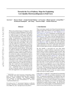 Towards the Use of Saliency Maps for Explaining Low-Quality
  Electrocardiograms to End Users