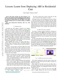 Lessons Learnt from Deploying ARI in Residential Care