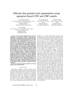 Efficient fine-grained road segmentation using superpixel-based CNN and
  CRF models