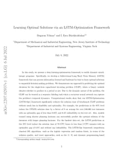 Learning Optimal Solutions via an LSTM-Optimization Framework