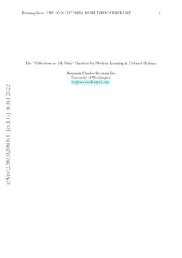 The "Collections as ML Data" Checklist for Machine Learning & Cultural
  Heritage