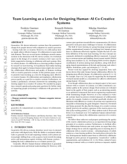 Team Learning as a Lens for Designing Human-AI Co-Creative Systems