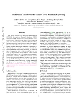 Dual-Stream Transformer for Generic Event Boundary Captioning