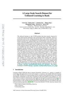 A Large Scale Search Dataset for Unbiased Learning to Rank