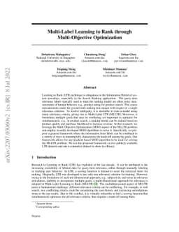 Multi-Label Learning to Rank through Multi-Objective Optimization