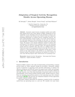 Adaptation of Surgical Activity Recognition Models Across Operating
  Rooms