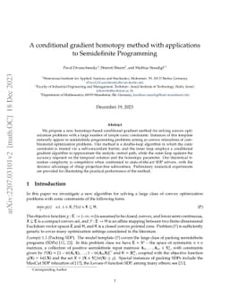 A conditional gradient homotopy method with applications to Semidefinite Programming