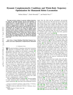 Dynamic Complementarity Conditions and Whole-Body Trajectory
  Optimization for Humanoid Robot Locomotion