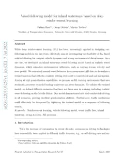Vessel-following model for inland waterways based on deep reinforcement
  learning