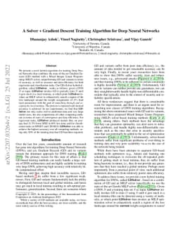 A Solver + Gradient Descent Training Algorithm for Deep Neural Networks