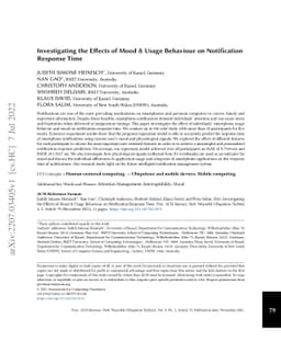 Investigating the Effects of Mood & Usage Behaviour on Notification
  Response Time