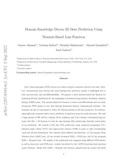 Domain Knowledge Driven 3D Dose Prediction Using Moment-Based Loss
  Function