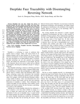Deepfake Face Traceability with Disentangling Reversing Network