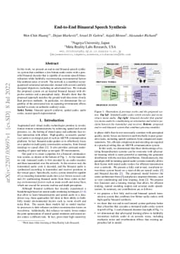 End-to-End Binaural Speech Synthesis