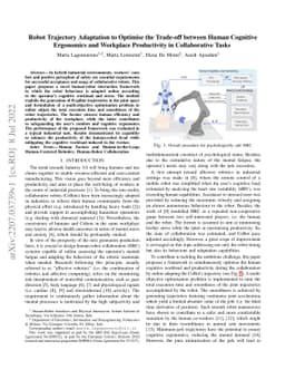 Robot Trajectory Adaptation to Optimise the Trade-off between Human
  Cognitive Ergonomics and Workplace Productivity in Collaborative Tasks
