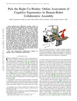 Pick the Right Co-Worker: Online Assessment of Cognitive Ergonomics in
  Human-Robot Collaborative Assembly