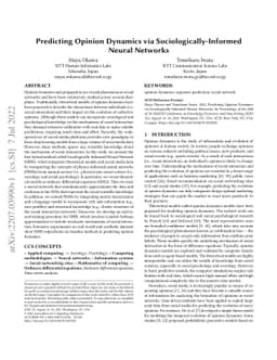 Predicting Opinion Dynamics via Sociologically-Informed Neural Networks
