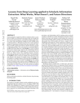 Lessons from Deep Learning applied to Scholarly Information Extraction:
  What Works, What Doesn't, and Future Directions