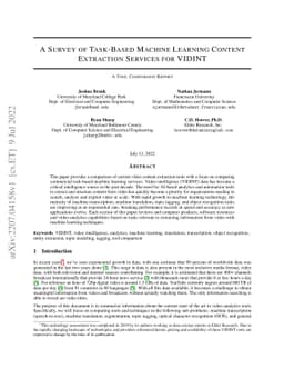 A Survey of Task-Based Machine Learning Content Extraction Services for
  VIDINT