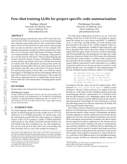 Few-shot training LLMs for project-specific code-summarization