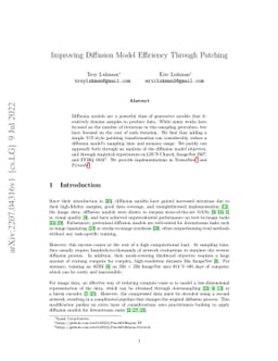 Improving Diffusion Model Efficiency Through Patching