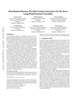 Distributed-Memory Parallel Contig Generation for De Novo Long-Read
  Genome Assembly
