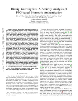 Hiding Your Signals: A Security Analysis of PPG-based Biometric
  Authentication