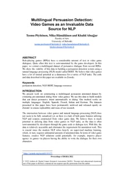 Multilingual Persuasion Detection: Video Games as an Invaluable Data
  Source for NLP