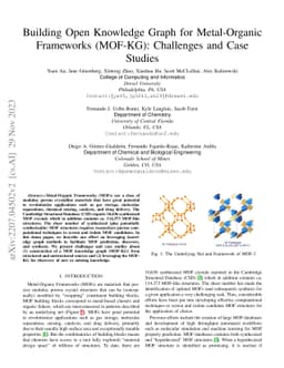 Building Open Knowledge Graph for Metal-Organic Frameworks (MOF-KG):
  Challenges and Case Studies