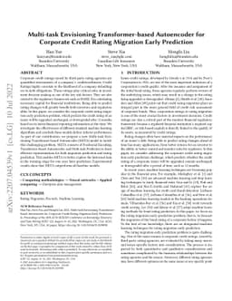 Multi-task Envisioning Transformer-based Autoencoder for Corporate
  Credit Rating Migration Early Prediction