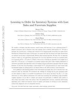 Learning to Order for Inventory Systems with Lost Sales and Uncertain
  Supplies