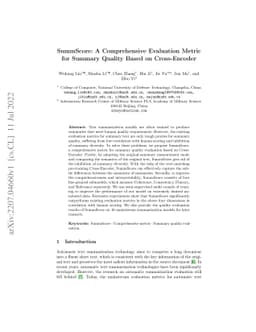 SummScore: A Comprehensive Evaluation Metric for Summary Quality Based
  on Cross-Encoder