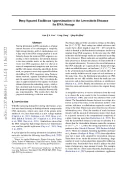 Deep Squared Euclidean Approximation to the Levenshtein Distance for DNA
  Storage