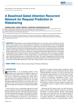 A Baselined Gated Attention Recurrent Network for Request Prediction in
  Ridesharing