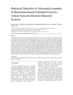 Statistical Detection of Adversarial examples in Blockchain-based
  Federated Forest In-vehicle Network Intrusion Detection Systems