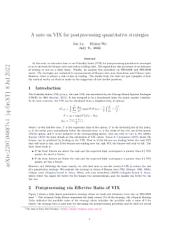 A note on VIX for postprocessing quantitative strategies