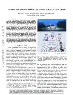 Detection of Condensed Vehicle Gas Exhaust in LiDAR Point Clouds