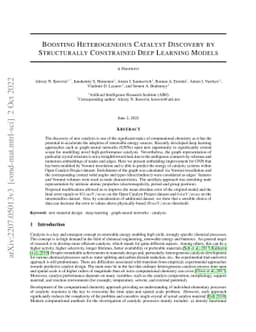 Boosting Heterogeneous Catalyst Discovery by Structurally Constrained
  Deep Learning Models