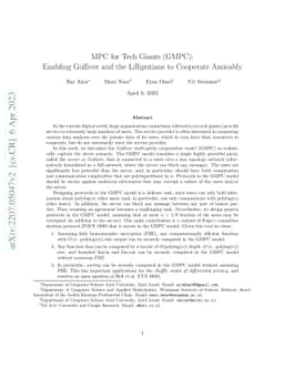 MPC for Tech Giants (GMPC): Enabling Gulliver and the Lilliputians to
  Cooperate Amicably