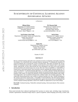 Susceptibility of Continual Learning Against Adversarial Attacks