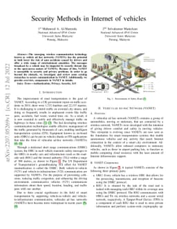 Security Methods in Internet of vehicles