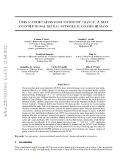 Twin identification over viewpoint change: A deep convolutional neural
  network surpasses humans