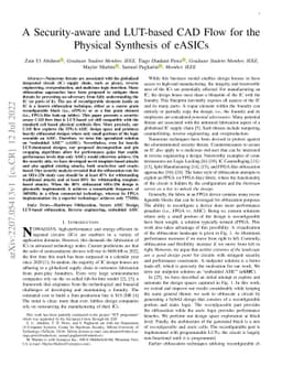 A Security-aware and LUT-based CAD Flow for the Physical Synthesis of
  eASICs
