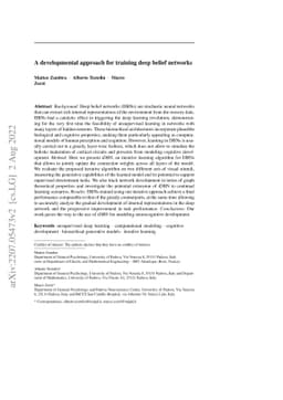 A developmental approach for training deep belief networks