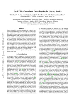 PoeticTTS -- Controllable Poetry Reading for Literary Studies