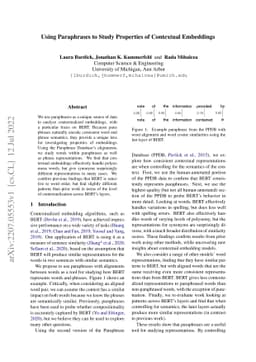 Using Paraphrases to Study Properties of Contextual Embeddings