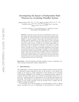 Investigating the Impact of Independent Rule Fitnesses in a Learning
  Classifier System