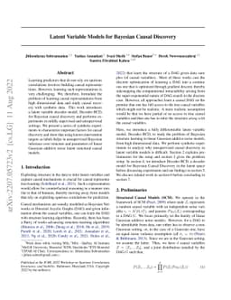 Latent Variable Models for Bayesian Causal Discovery
