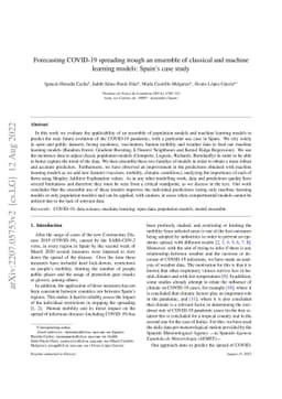 Forecasting COVID-19 spreading trough an ensemble of classical and
  machine learning models: Spain's case study