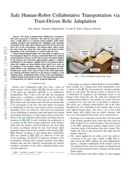 Safe Human-Robot Collaborative Transportation via Trust-Driven Role
  Adaptation